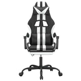 Vidaxl gamestoel met voetensteun kunstleer zwart en wit
