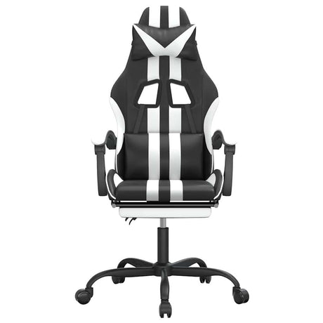 Vidaxl gamestoel met voetensteun kunstleer zwart en wit
