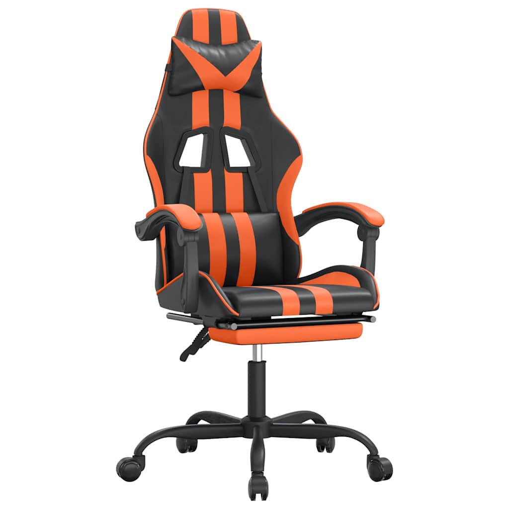 Vidaxl gamestoel met voetensteun kunstleer zwart en oranje
