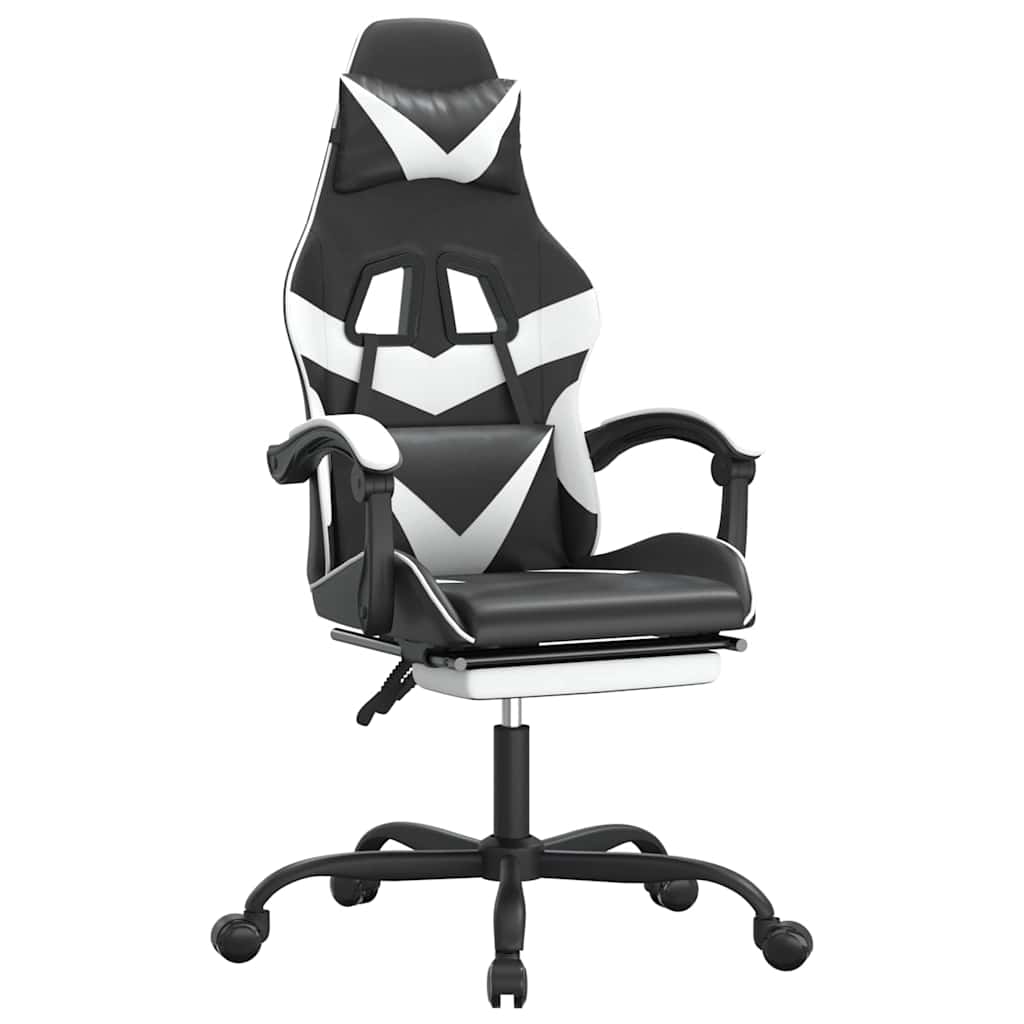 Vidaxl gamestoel met voetensteun kunstleer zwart en wit