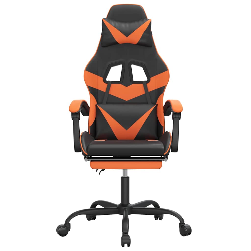 Vidaxl gamestoel met voetensteun kunstleer zwart en oranje