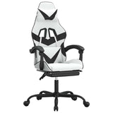 Vidaxl gamestoel met voetensteun kunstleer wit en zwart