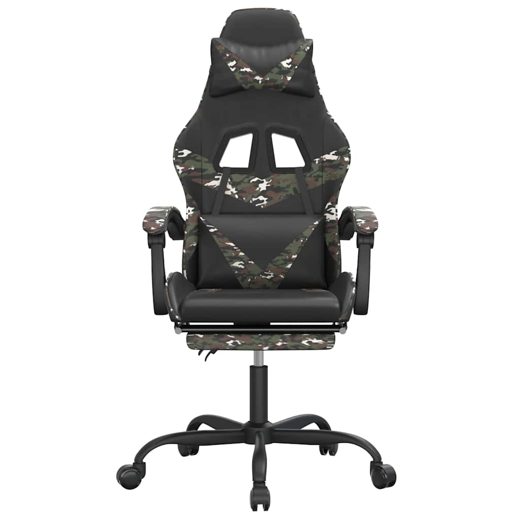 Vidaxl gamestoel met voetensteun kunstleer zwart en camouflage