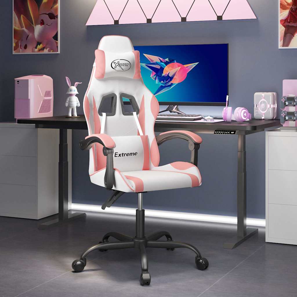 Vidaxl gamestoel kunstleer wit en roze