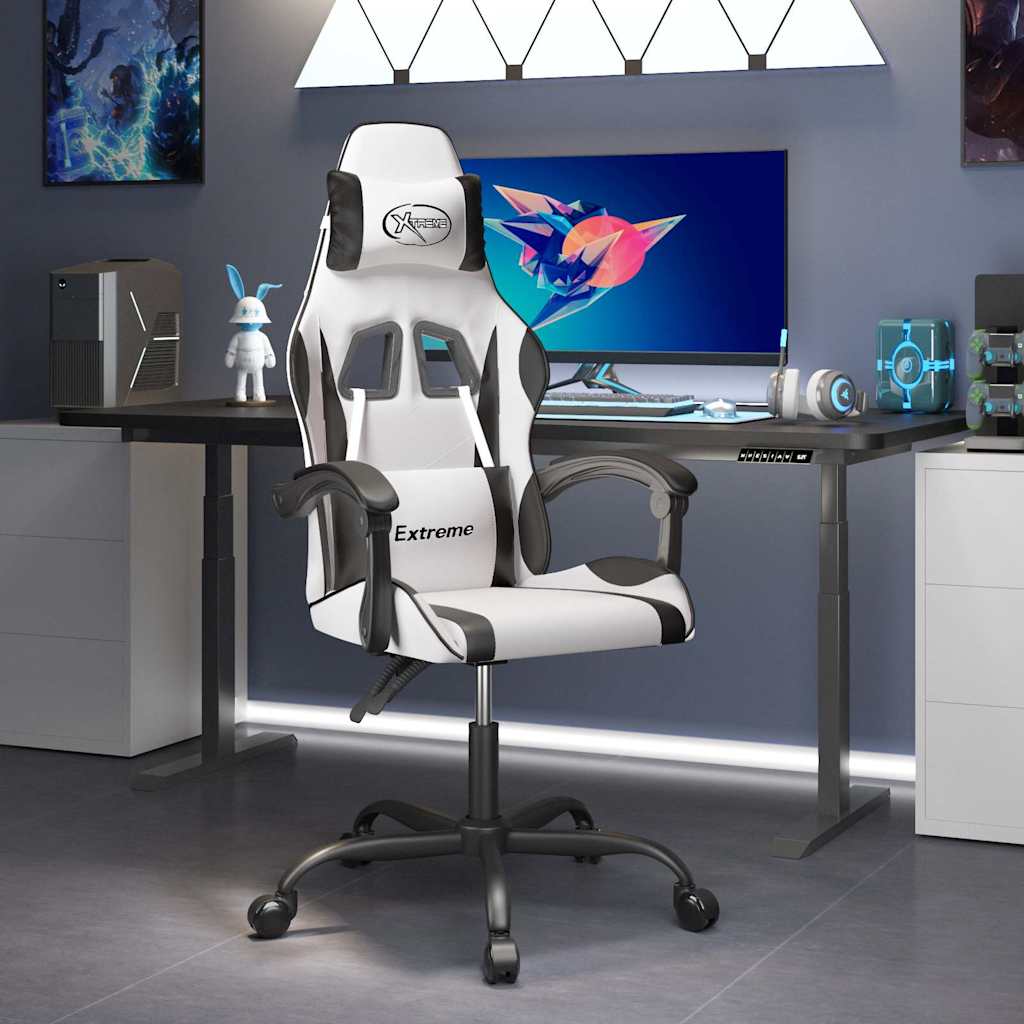 Vidaxl gamestoel kunstleer wit en zwart