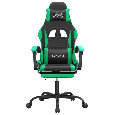 Vidaxl gamestoel met voetensteun kunstleer zwart en groen
