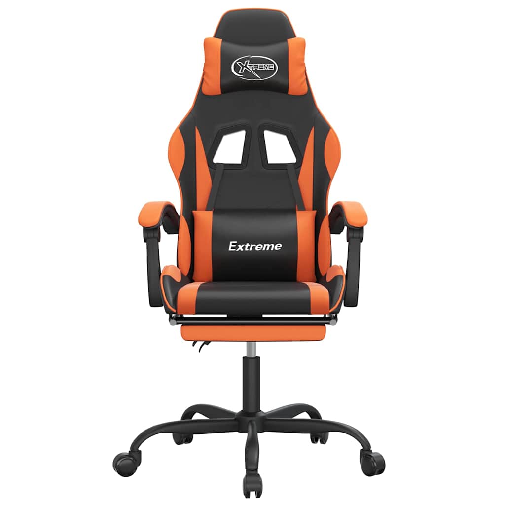 Vidaxl gamestoel met voetensteun kunstleer zwart en oranje
