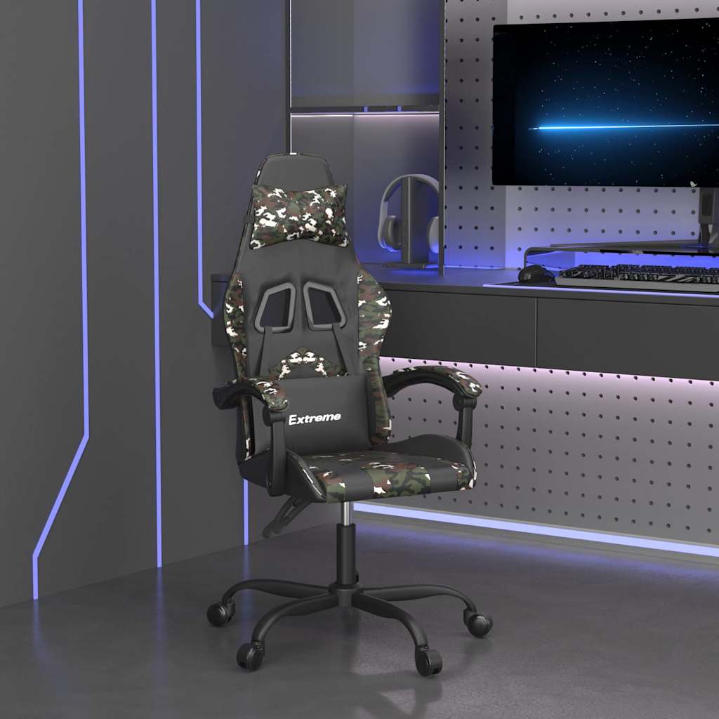 Vidaxl gamestoel kunstleer zwart en camouflage