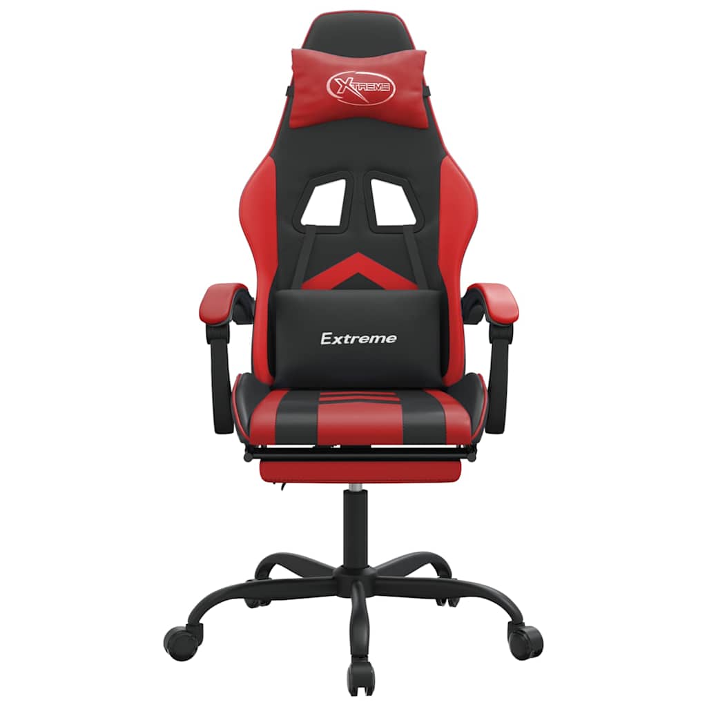 Vidaxl gamestoel met voetensteun kunstleer zwart en rood