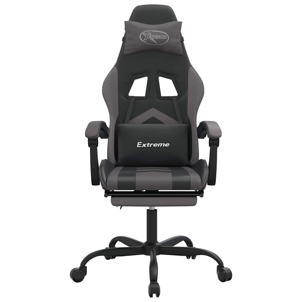 Vidaxl gamestoel met voetensteun kunstleer zwart en grijs