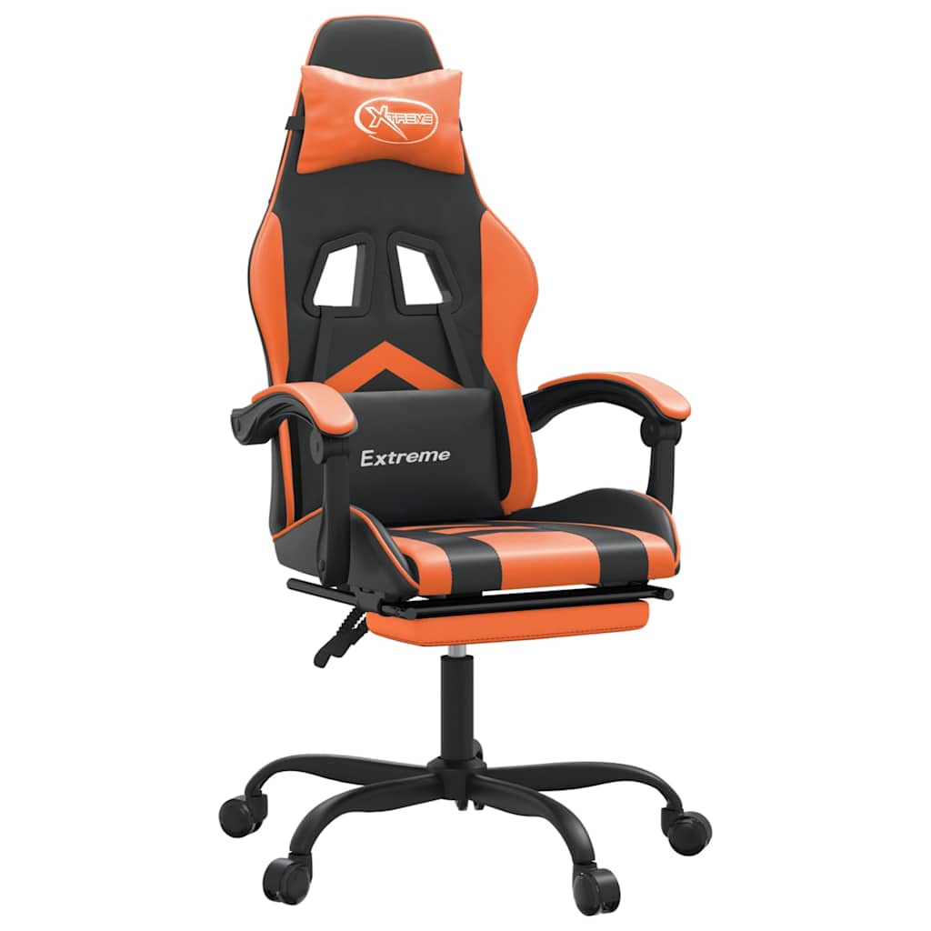 Vidaxl gamestoel met voetensteun kunstleer zwart en oranje