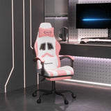 Vidaxl gamestoel met voetensteun kunstleer wit en roze