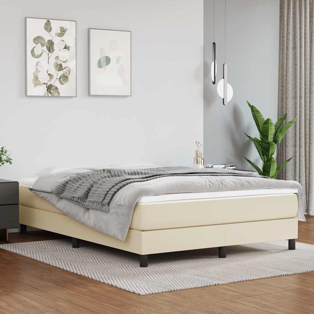 Vidaxl boxspring bed kunstleer crèmekleurig 140x190 cm