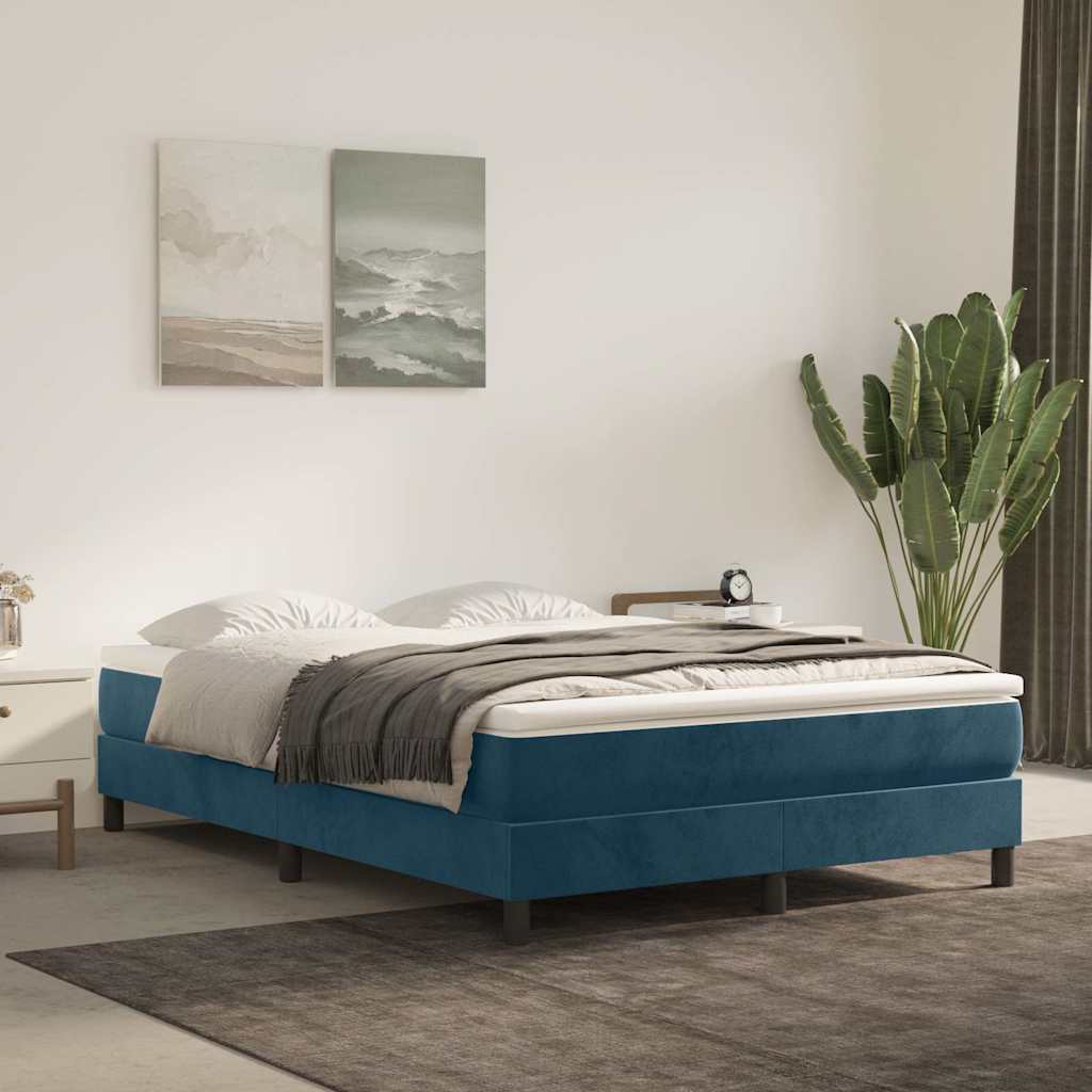 Vidaxl boxspring bed 140x200 cm fluweel donkerblauw