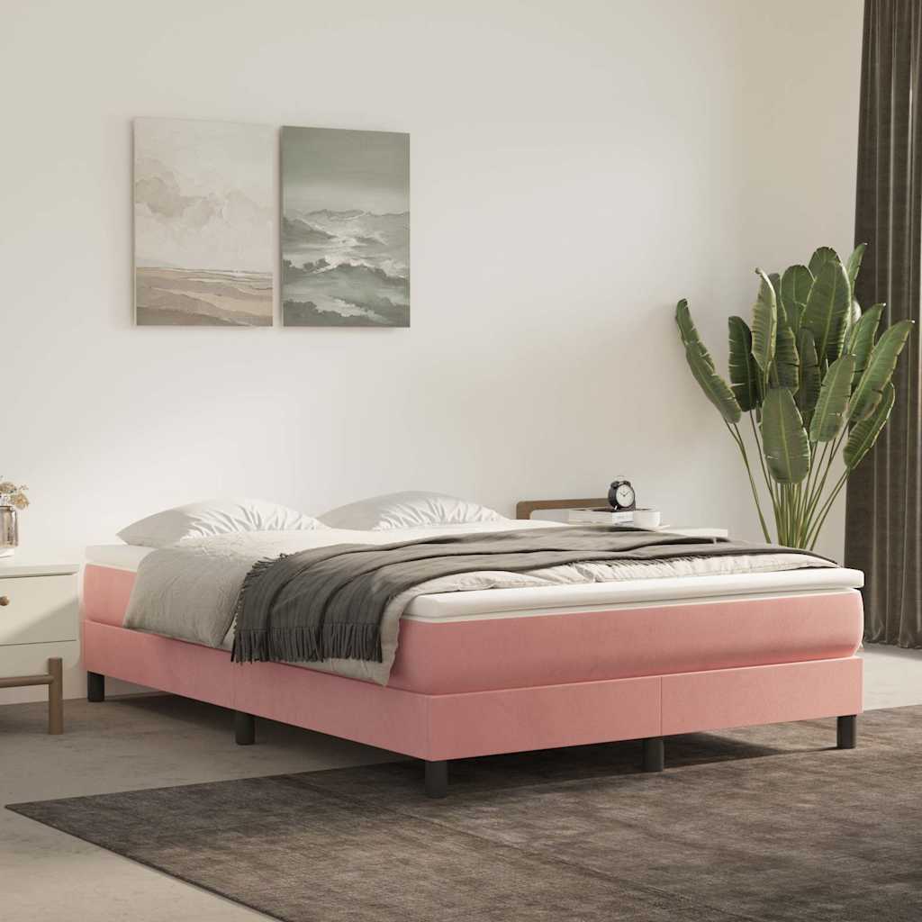 Vidaxl boxspring bed fluweel roze 140x200 cm