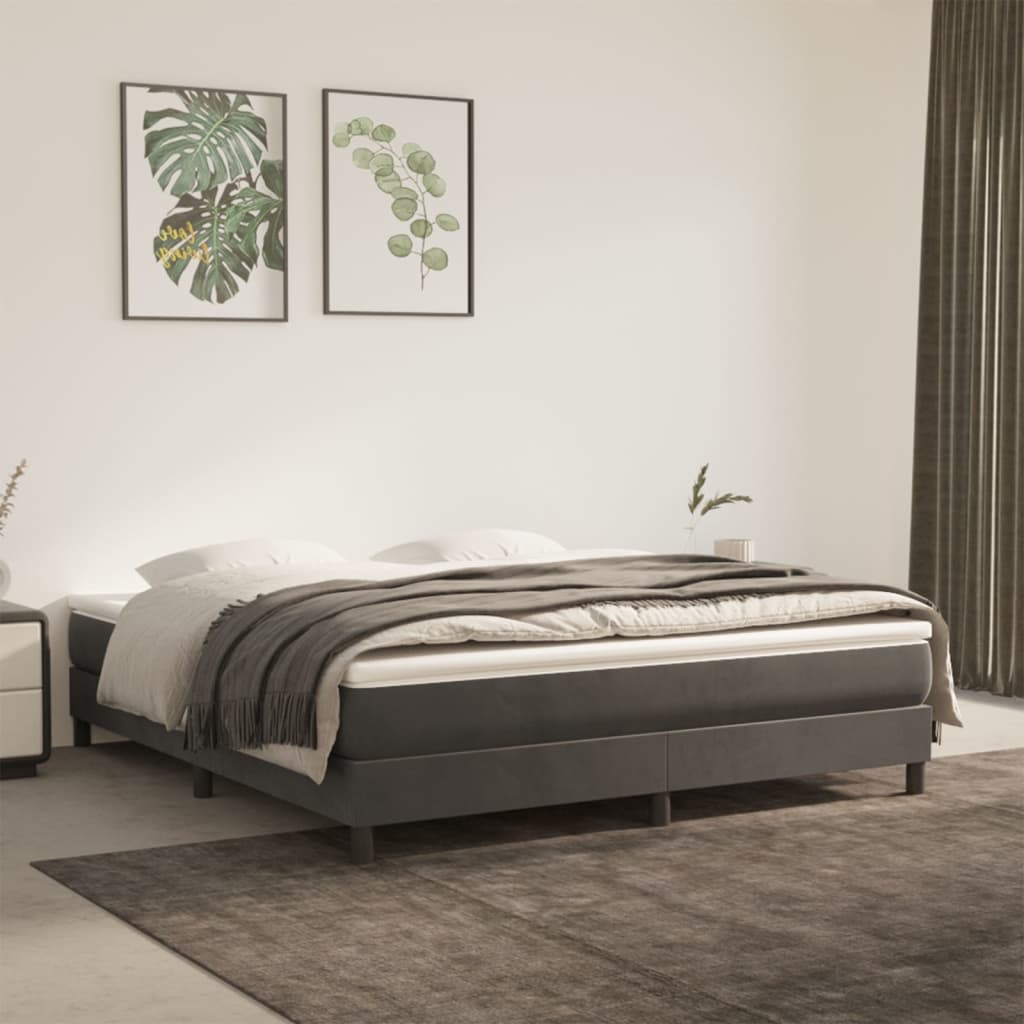 Vidaxl boxspring bed 180x200 cm fluweel donkergrijs