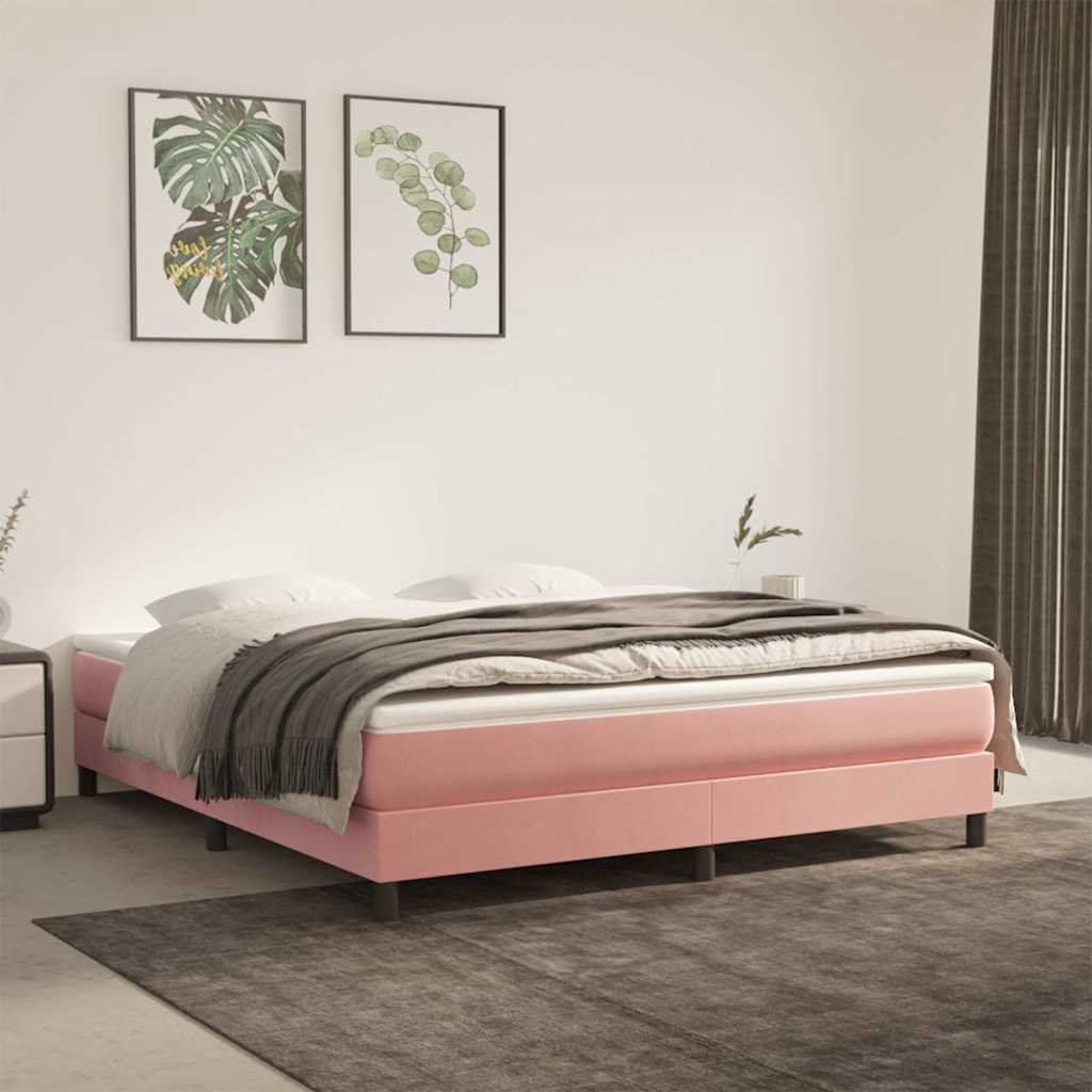 Vidaxl boxspring bed fluweel roze 180x200 cm