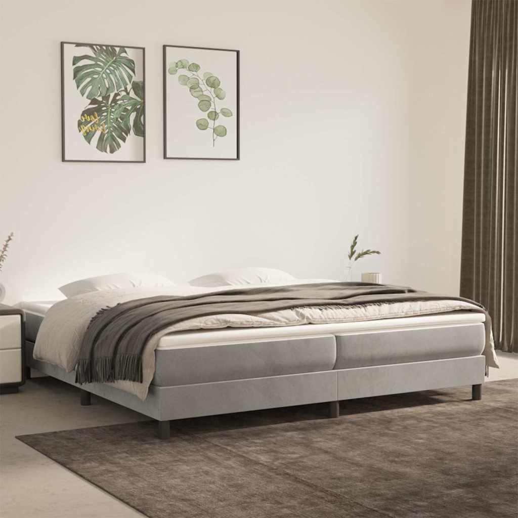 Vidaxl boxspring bed 200x200 cm fluweel lichtgrijs