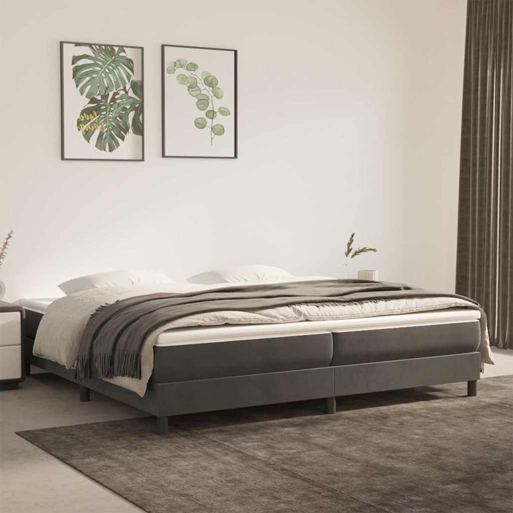 Vidaxl boxspring bed 200x200 cm fluweel donkergrijs