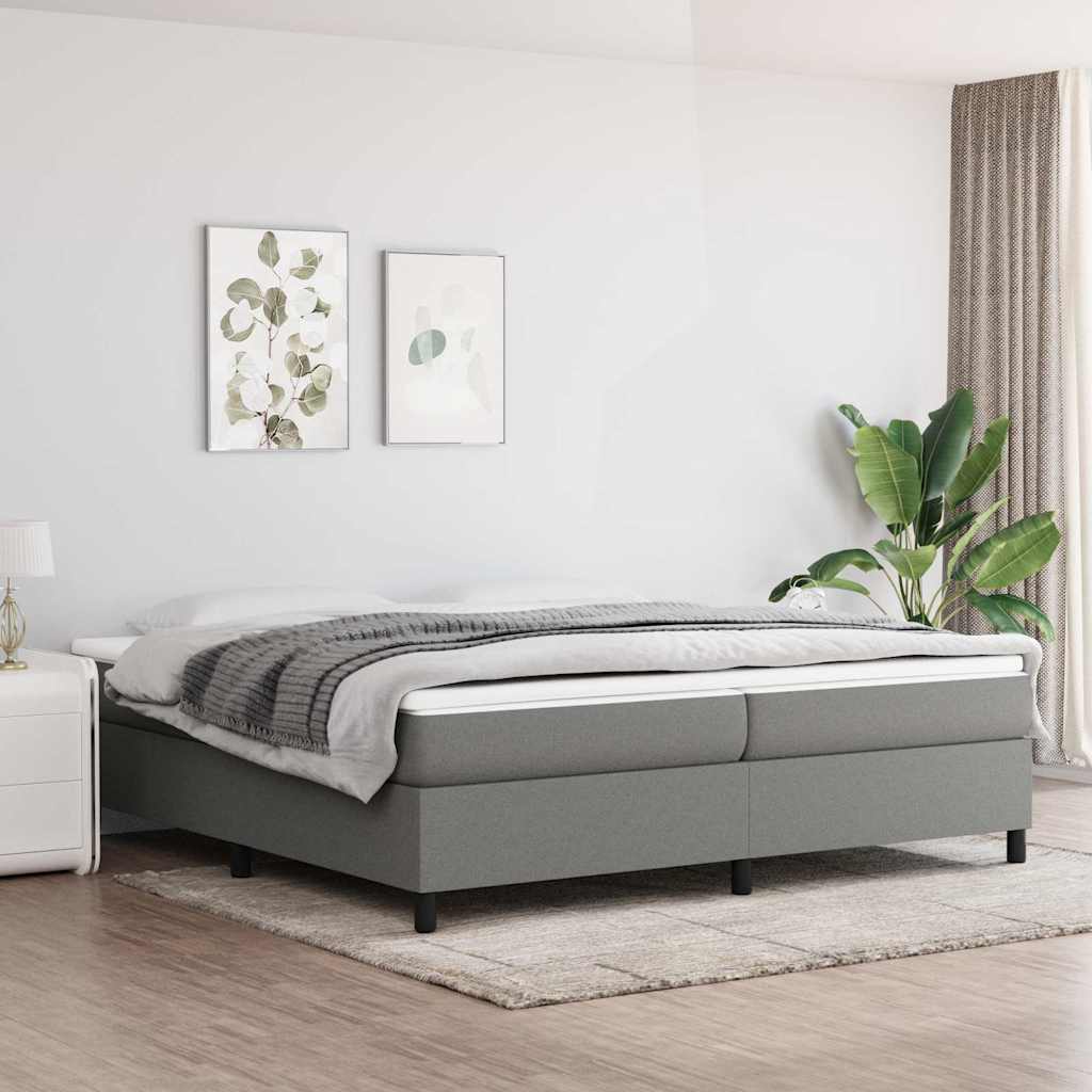 Vidaxl boxspring bed stof donkergrijs 200x200 cm