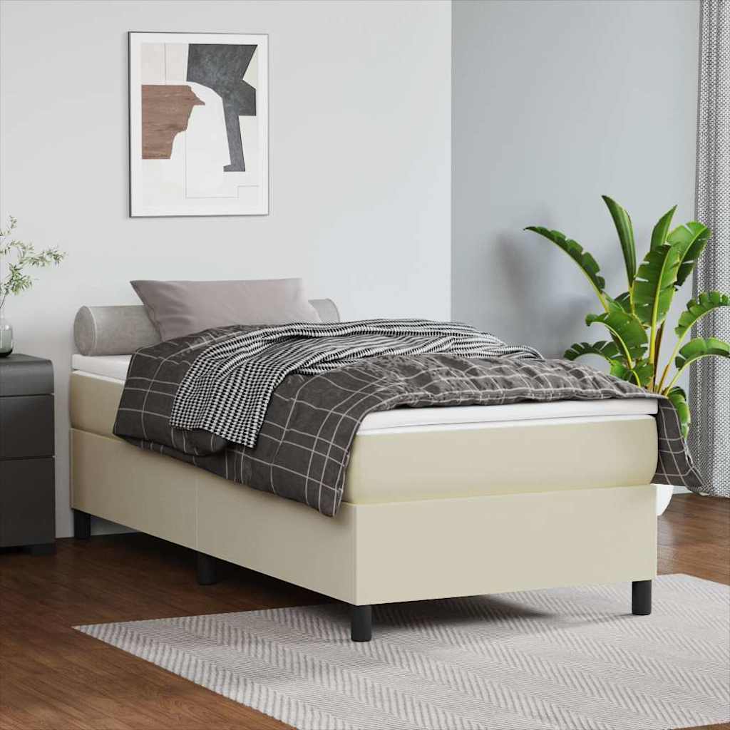 Vidaxl boxspring bed kunstleer crèmekleurig 90x190 cm