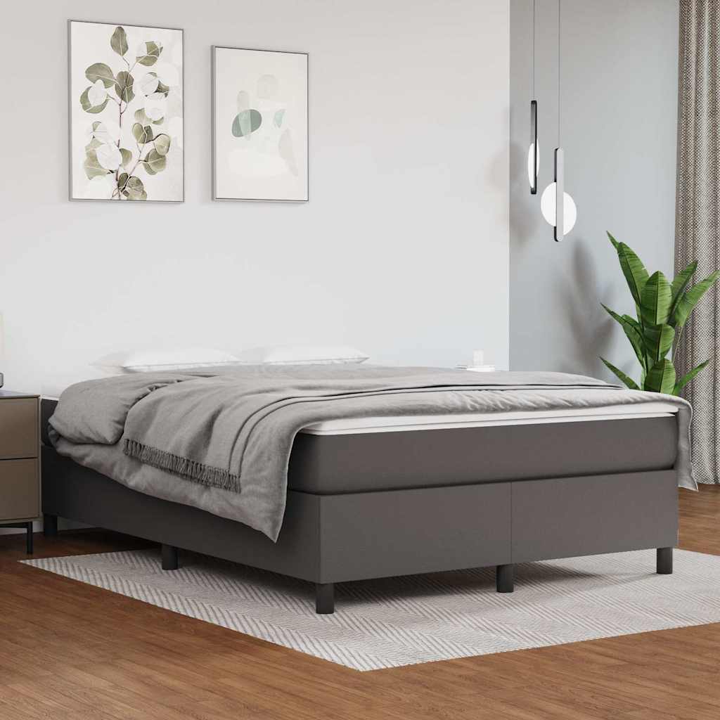 Vidaxl boxspring bed kunstleer grijs 140x190 cm