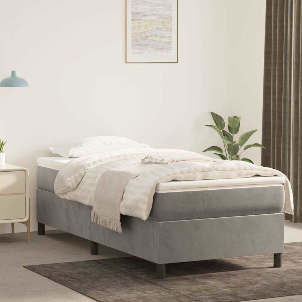 Vidaxl boxspring bed 100x200 cm fluweel lichtgrijs