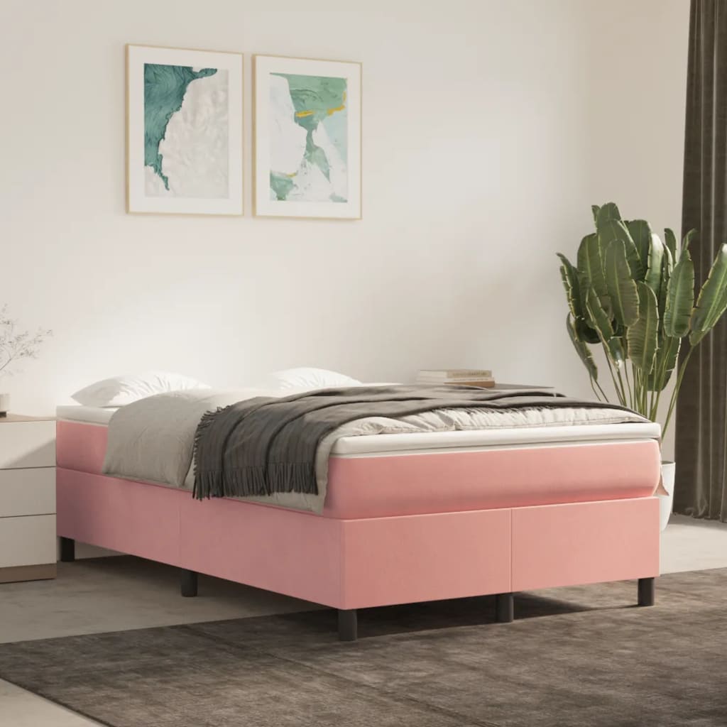 Vidaxl boxspring bed fluweel roze 120x200 cm