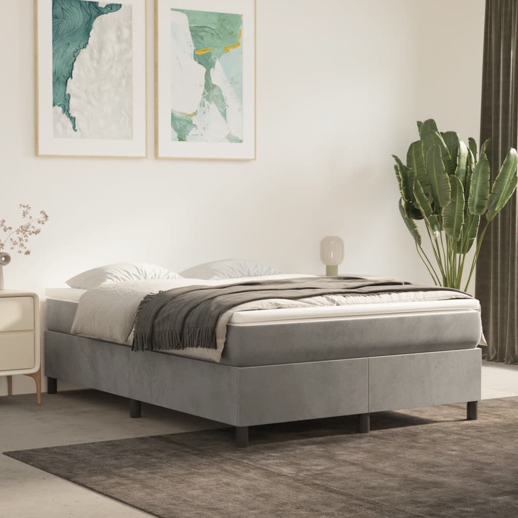 Vidaxl boxspring bed 140x190 cm fluweel lichtgrijs