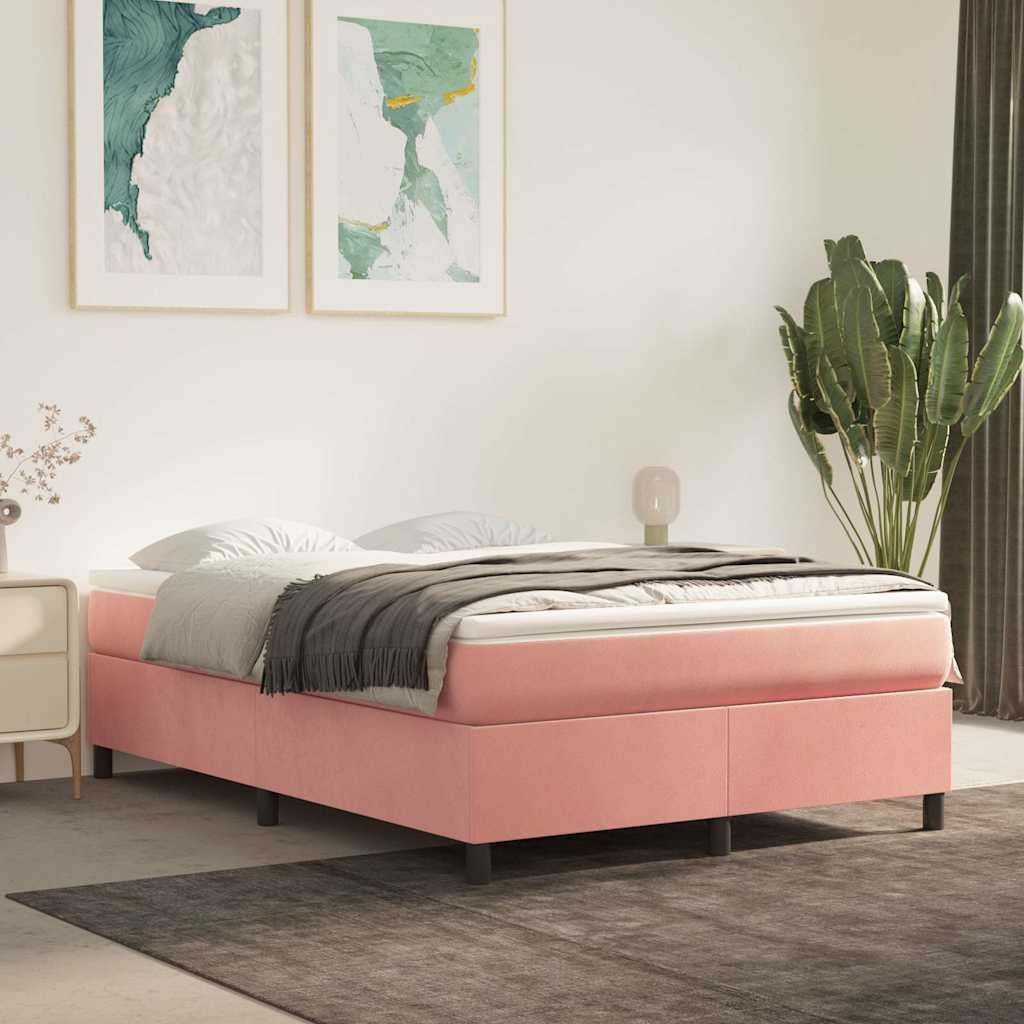 Vidaxl boxspring bed fluweel roze 140x190 cm
