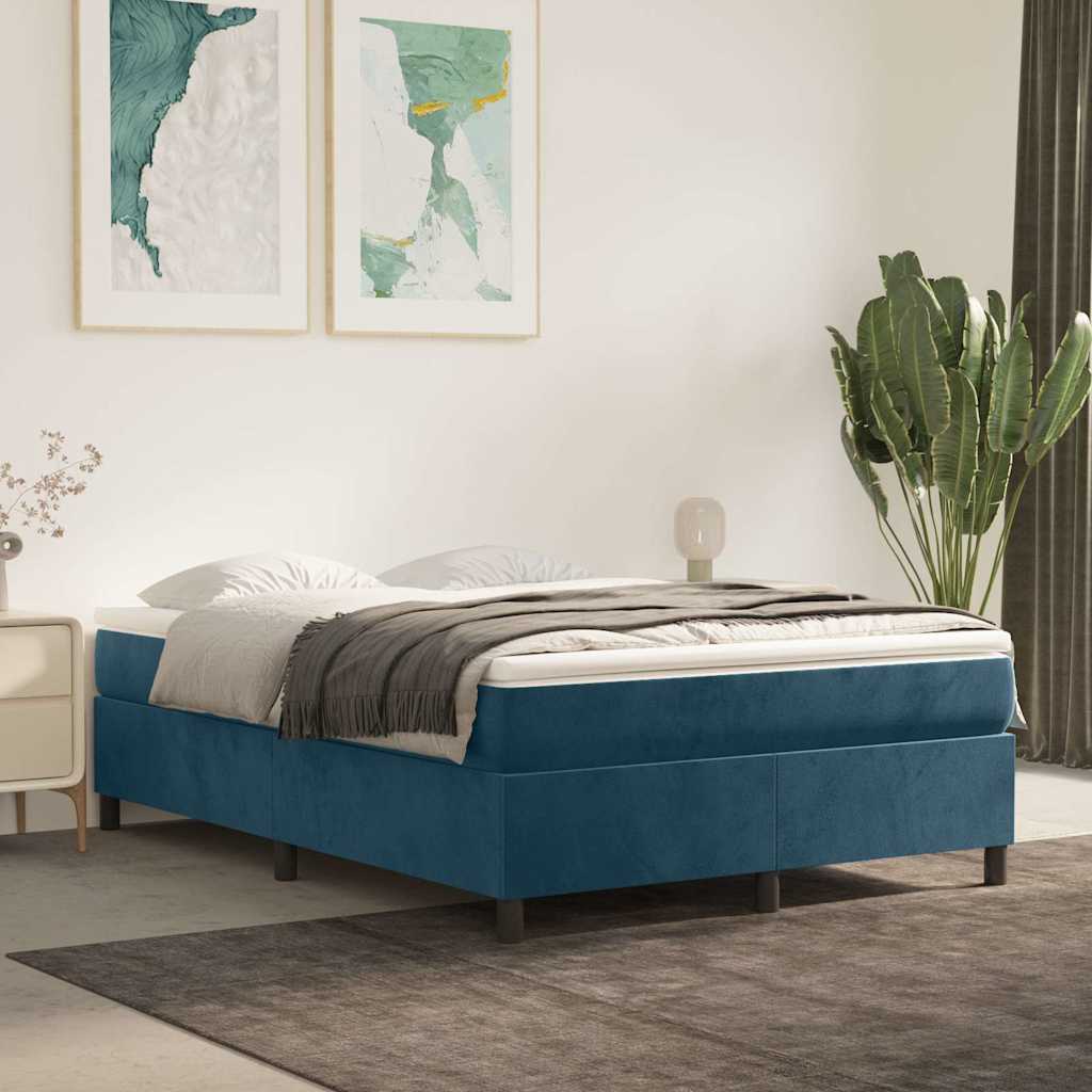 Vidaxl boxspring bed 140x200 cm fluweel donkerblauw