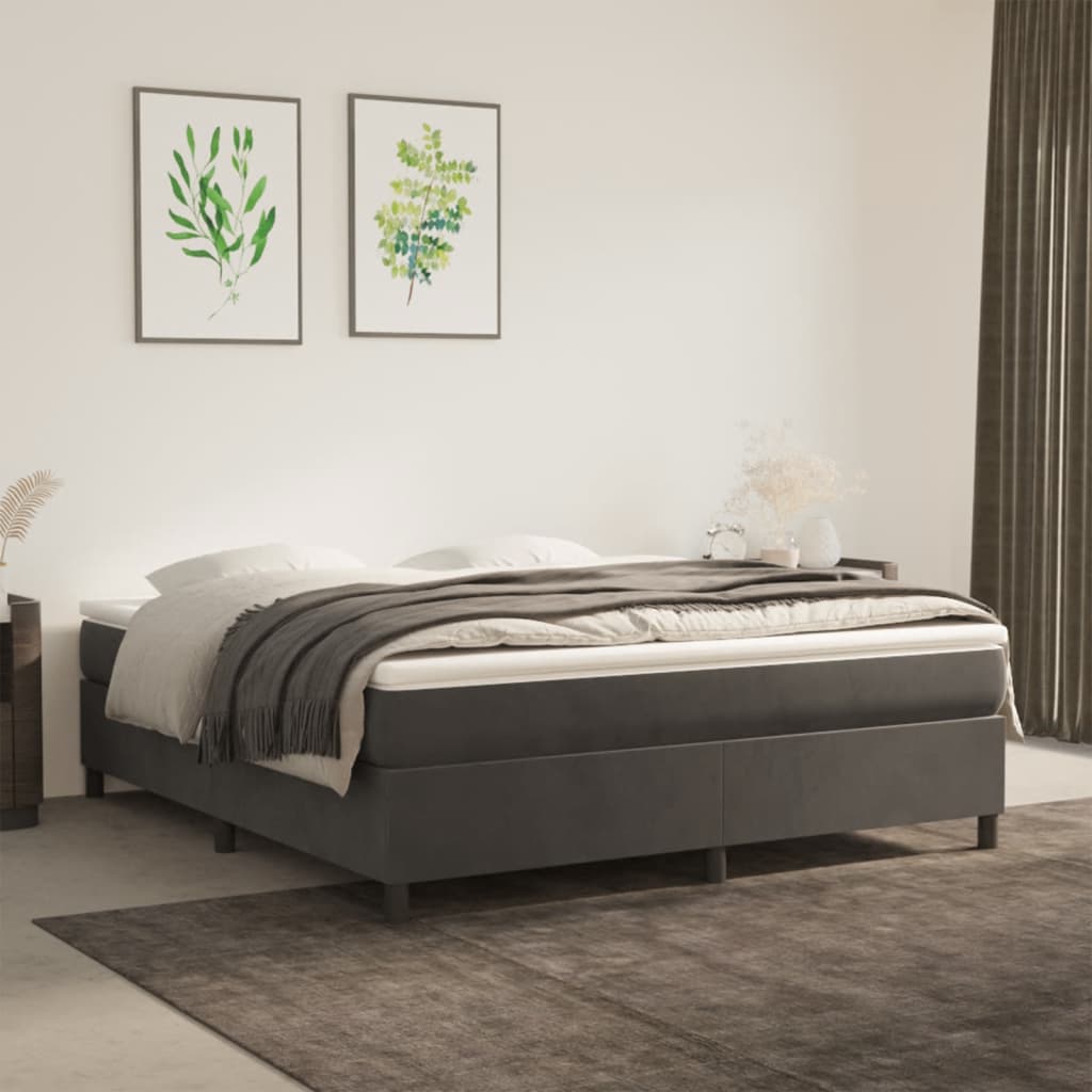Vidaxl boxspring bed 160x200 cm fluweel donkergrijs