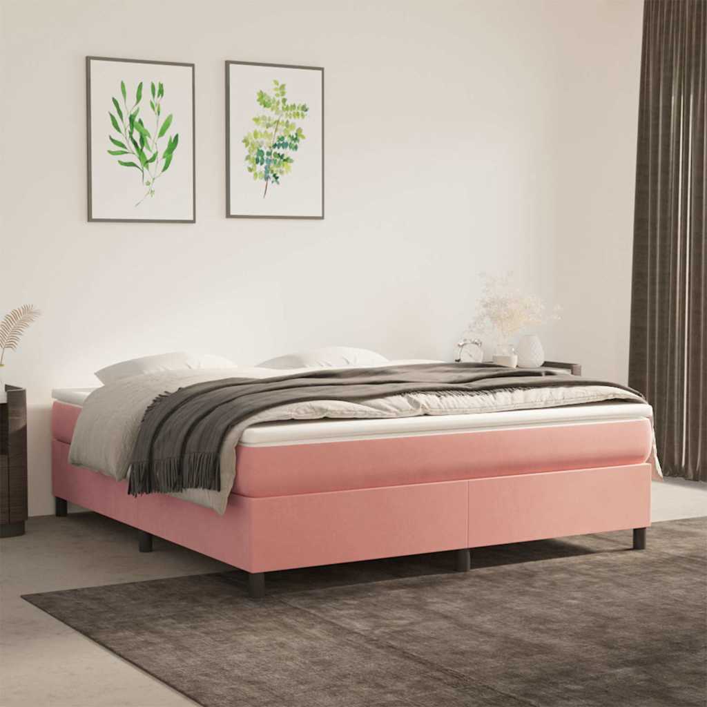Vidaxl boxspring bed fluweel roze 160x200 cm