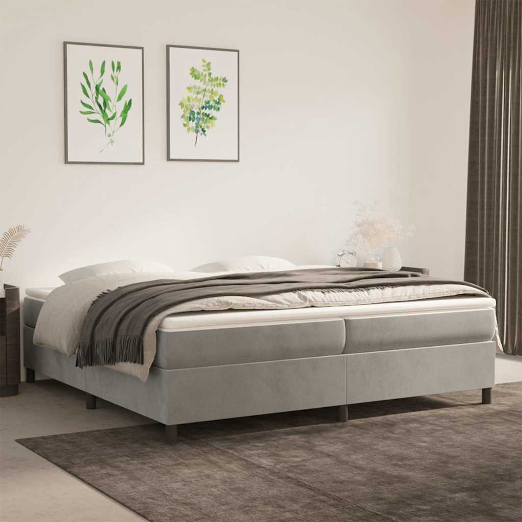 Vidaxl boxspring bed 200x200 cm fluweel lichtgrijs