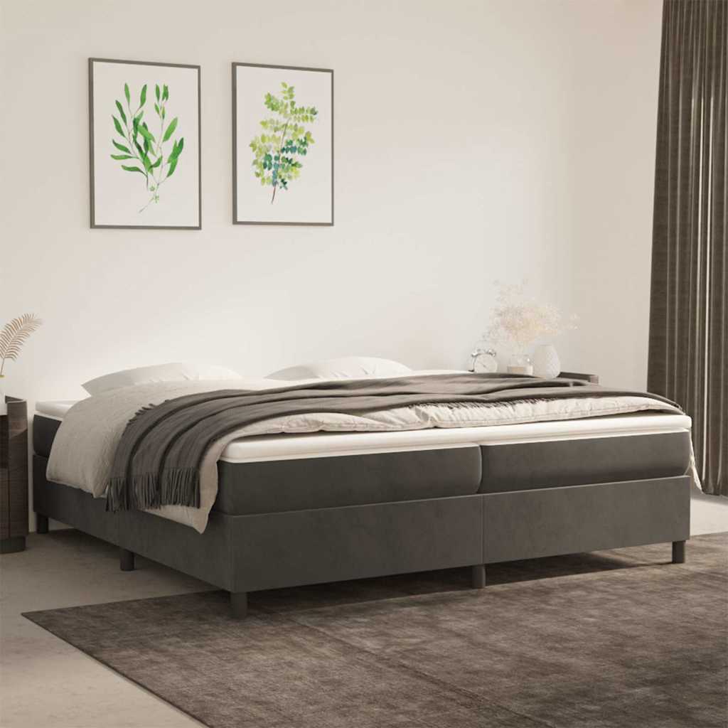 Vidaxl boxspring bed 200x200 cm fluweel donkergrijs