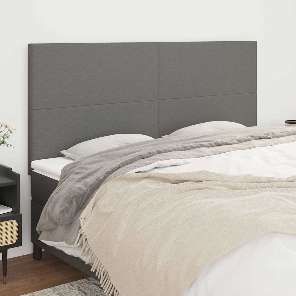 Vidaxl hoofdbord donkergrijs 200x5x118 128 cm stof