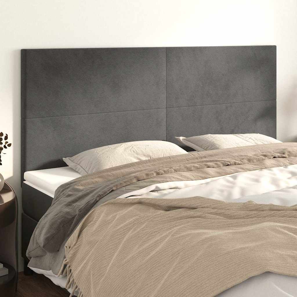 Vidaxl hoofdbord donkergrijs 180x5x118 128 cm fluweel
