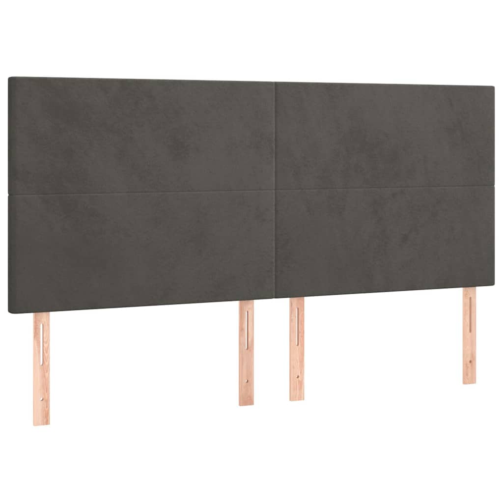 Vidaxl hoofdbord donkergrijs 200x5x118 128 cm fluweel