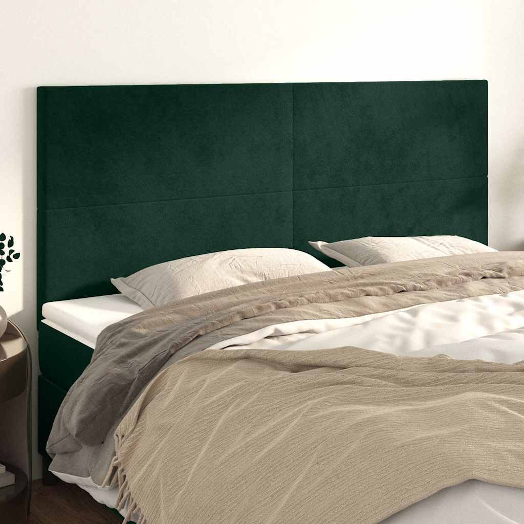 Vidaxl hoofdbord donkergroen 200x5x118 128 cm fluweel