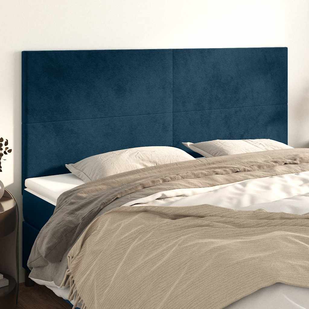 Vidaxl hoofdbord donkerblauw 200x5x118 128 cm fluweel