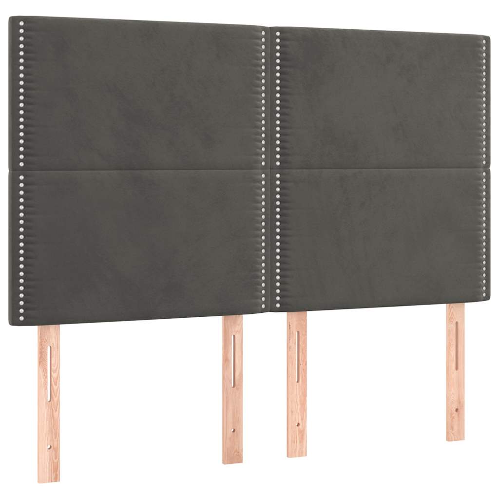Vidaxl hoofdbord donkergrijs 144x5x118 128 cm fluweel