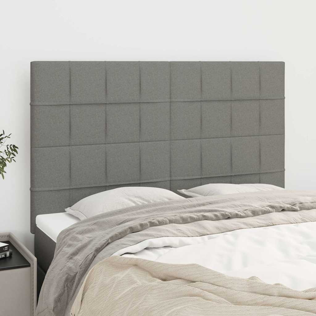 Vidaxl hoofdbord donkergrijs 144x5x118 128 cm stof