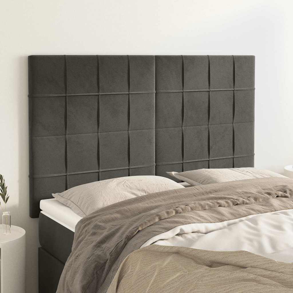 Vidaxl hoofdbord donkergrijs 144x5x118 128 cm fluweel