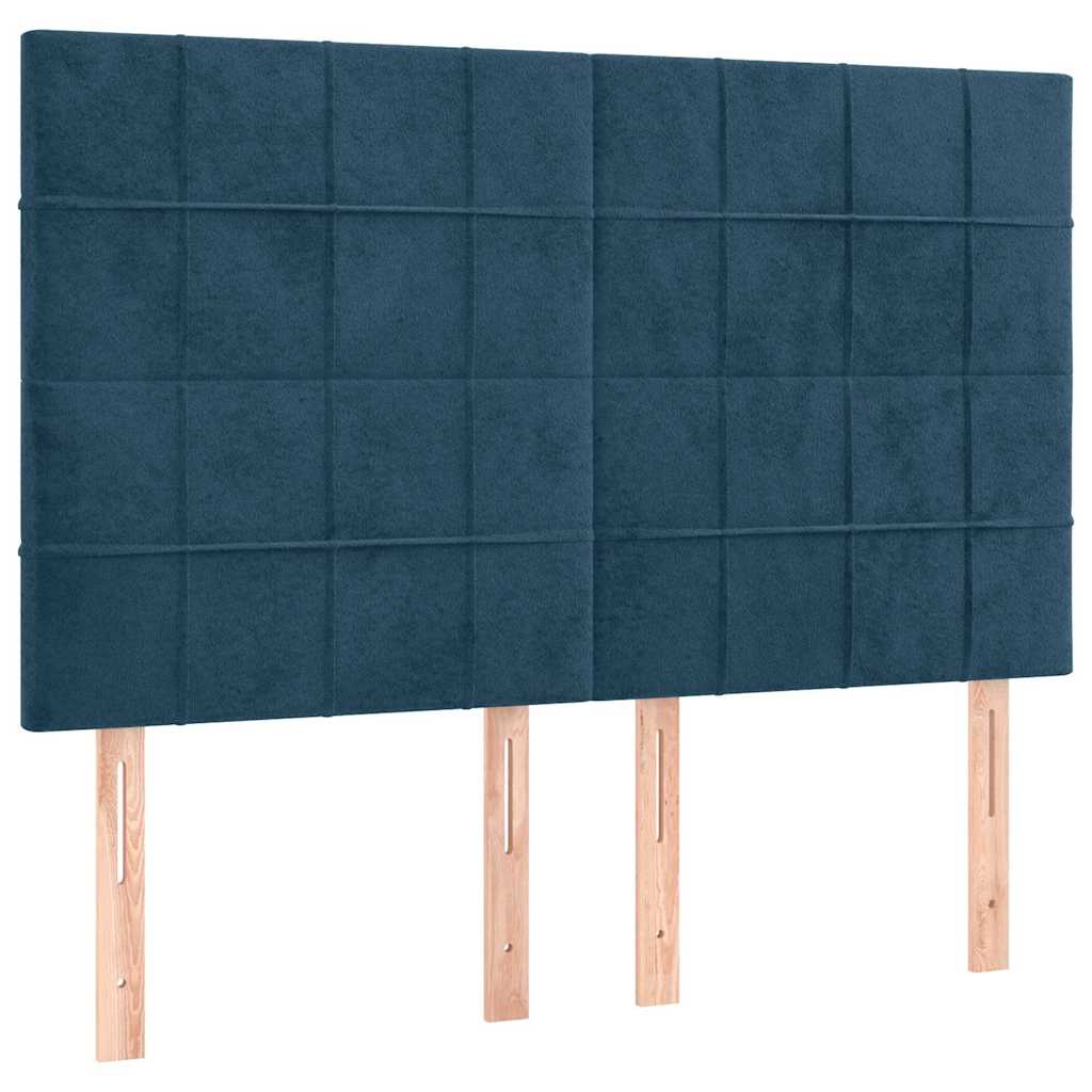 Vidaxl hoofdbord donkerblauw 144x5x118 128 cm fluweel