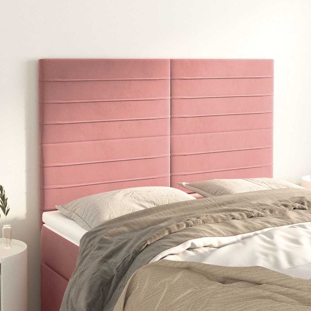 Vidaxl hoofdbord roze 144x5x118 128 cm fluweel