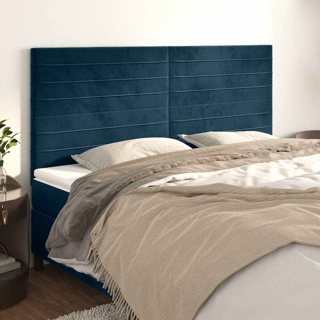 Vidaxl hoofdbord donkerblauw 160x5x118 128 cm fluweel