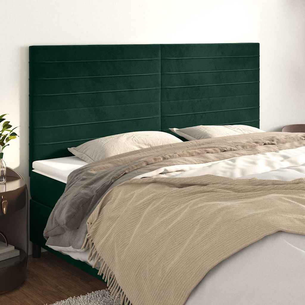 Vidaxl hoofdbord donkergroen 200x5x118 128 cm fluweel