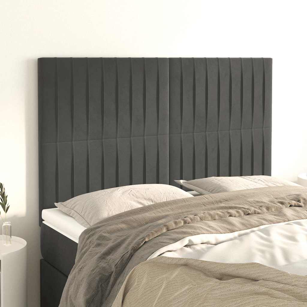 Vidaxl hoofdbord donkergrijs 144x5x118 128 cm fluweel