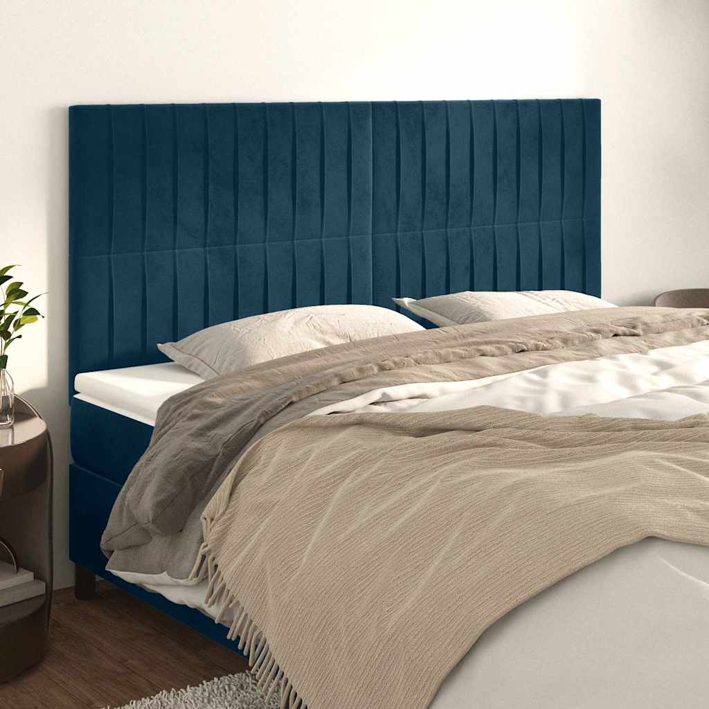 Vidaxl hoofdbord donkerblauw 200x5x118 128 cm fluweel