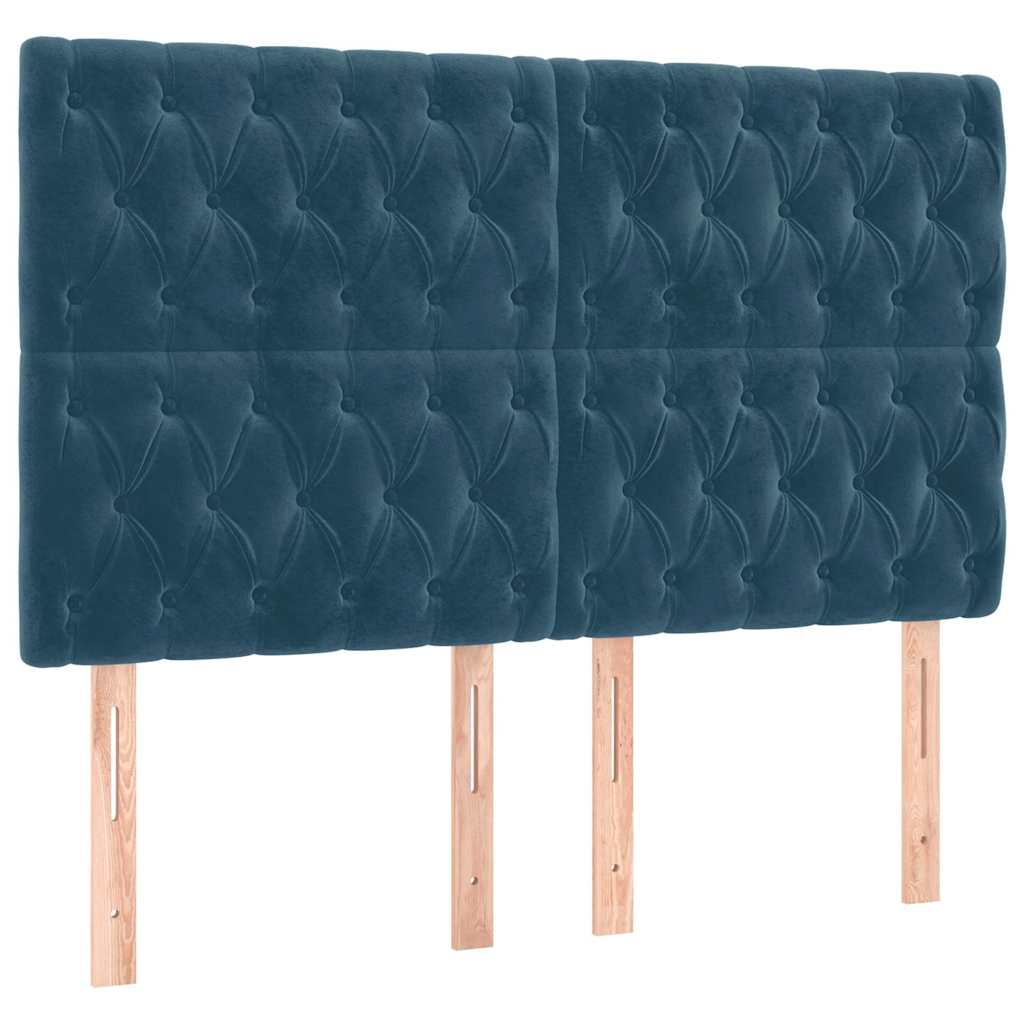 Vidaxl hoofdbord donkerblauw 144x7x118 128 cm fluweel